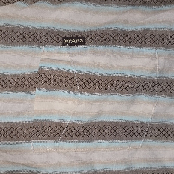 PRANA Striped Diamond Pattern Short Sleeve Button Down Shirt Mens Size XL - Picture 4 of 9
